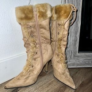 Suede Faux Heel Boots